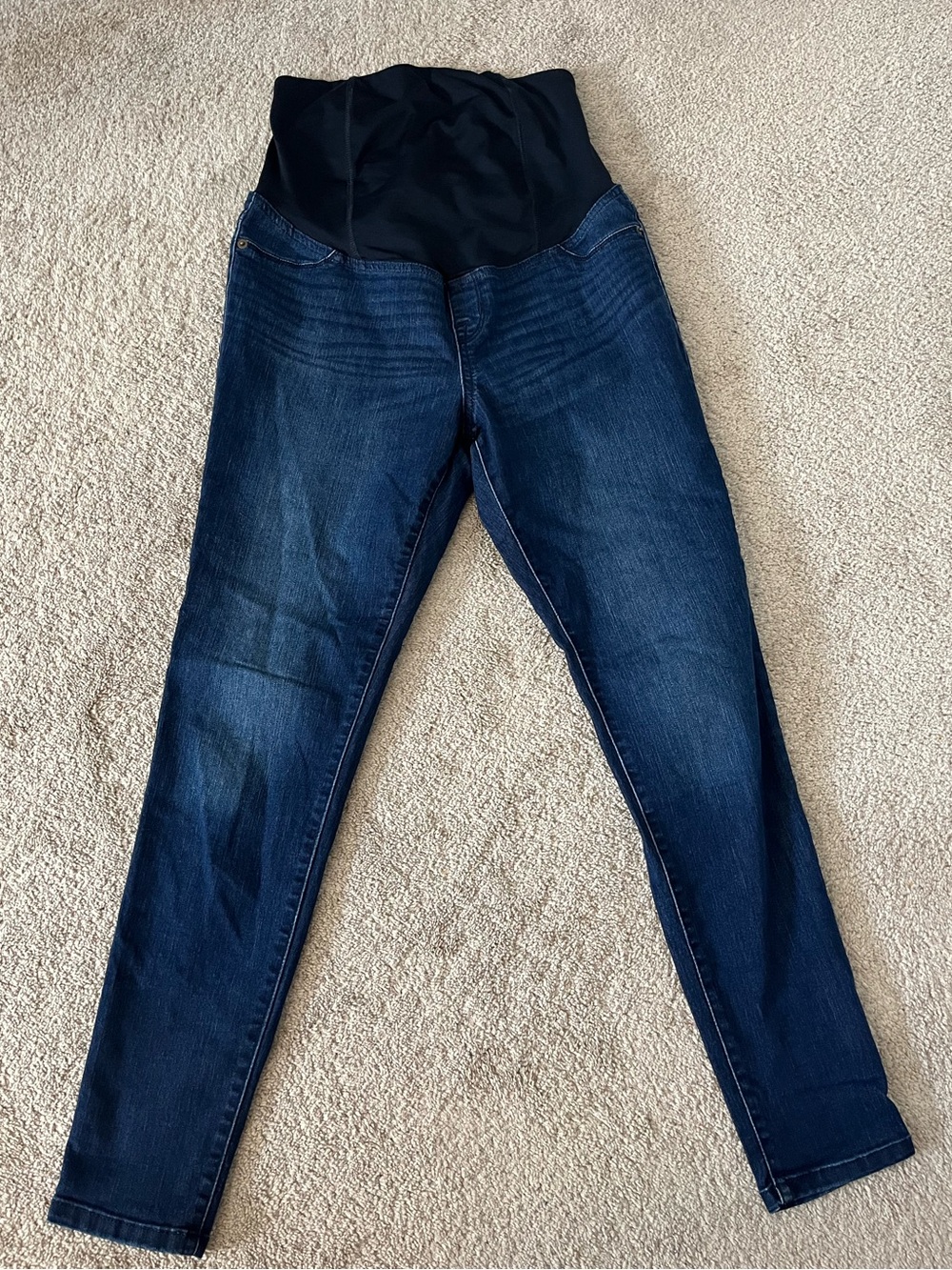 Isabel Maternity by Ingrid & Isabel Dark Blue Skinny Jeggings with Black Panel